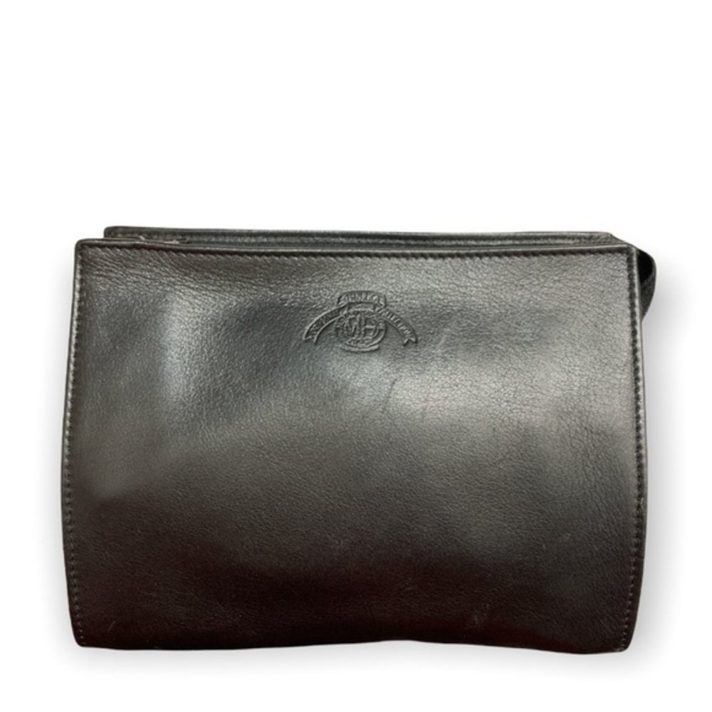 Ghurka black leather vintage cosmetic case